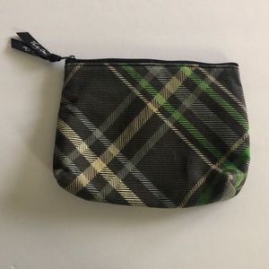 Thirty-One Plaid Cosmetic Bag/ Make Up Case in Greys, Greens, and Yellows